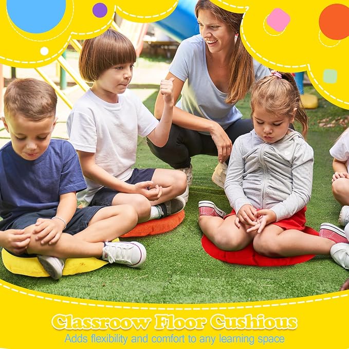 Fumete 12 Pcs 16 Inch Floor Cushions Pillow for Kids Bulk Classroom Round Flexible Seating Floor Cushions for Students Home Daycare School Reading Corner Yoga Meditation Picnic (Elegant)