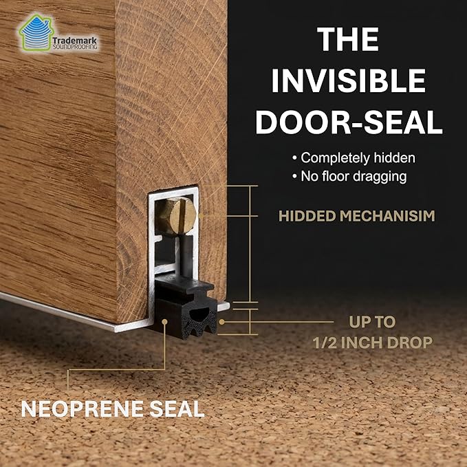Automatic Door Seal - Exterior Door Seal Bottom Strip Sweep - Professional soundproofing Door Solution and Draft Stopper- Narrow Profile - 36" Inches Cutable to Up to 30" Inches.