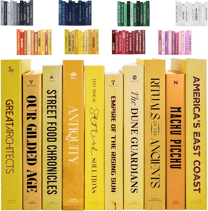 Decorative Books | Yellow 10 Book Set with 3 Sizes | Preassembled with Hidden Storage | Perfectly Stackable for Easy Home Staging | Book Decor to Elevate Your Space | Home Decor Made Simple!