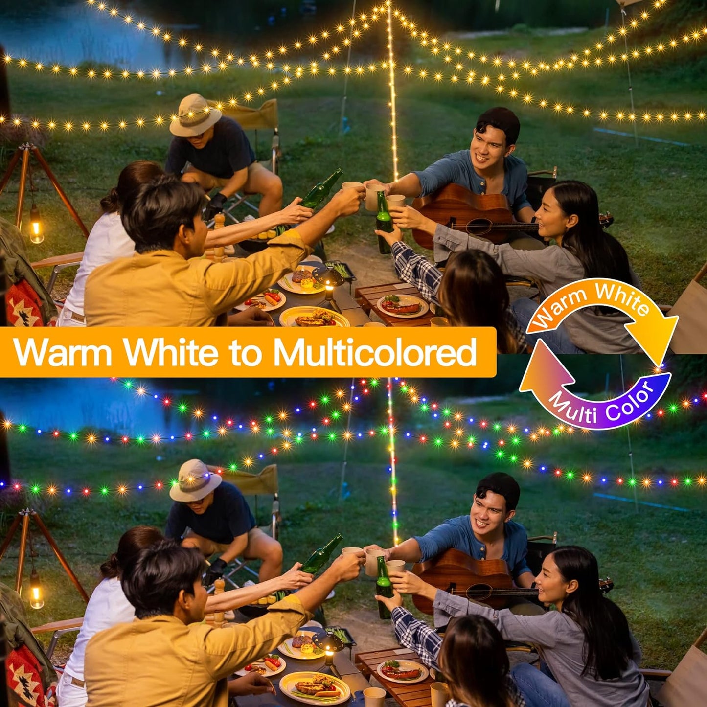 Ollny Christmas Lights 262 FT 800 LED IP67 Waterproof, Color Changing Christmas Lights Outdoor with Remote, 11 Modes Dimmable Timer Warm White to Multicolored Changeable String Lights for House Decor