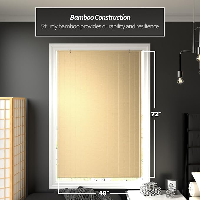 Red Lantern Matchstick Cordless Window Shade - Natural, 48" Wide