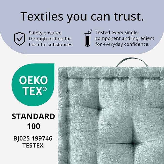 Intelligent Design Azza Floor Pillow, Large Cushions Sitting for Adults, Floor Pillow for Meditation or Yoga, Lustrous Chenille Tufted with Scalloped Edges for Bench/Chair Cushion, 24"x24"x5" Aqua