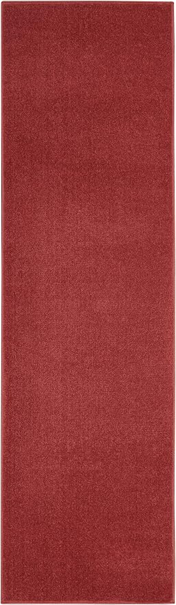 Nourison Home Nourison Essentials Brick Red 2'2" x 7'6" Area Rug - Easy Clean, Non Shedding, Bed Room, Living Room, Dining Room, Kitchen (8' Runner)