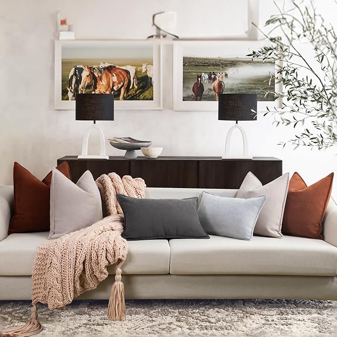 ZWJD Rust Throw Pillow Covers 26x26 Set of 2 Chenille Fall Pillow Covers with Elegant Design Soft and Luxurious Decorative Throw Pillows for Couch, Bed, and Home Decor