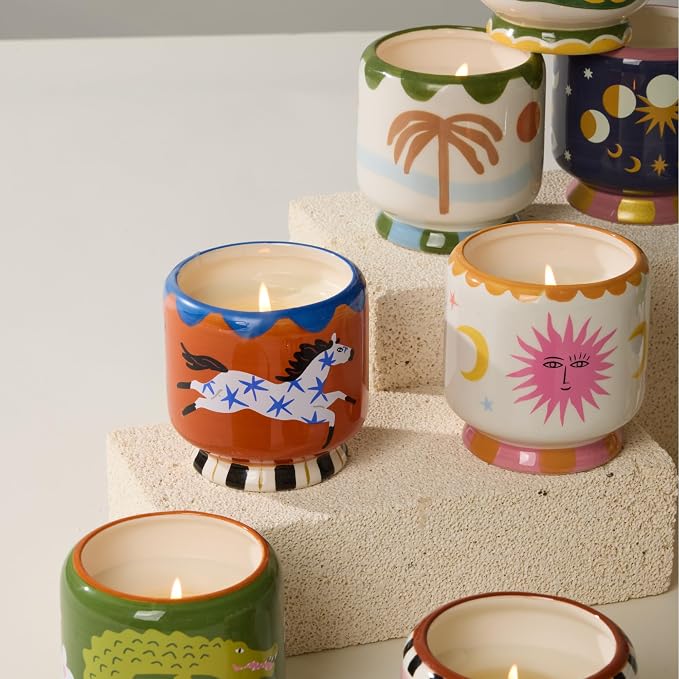 Paddywax Scented Candles Dopo Hand-Painted Ceramic Luxury Artisan Candle, 8-Ounce, Horse - Sienna Sunset