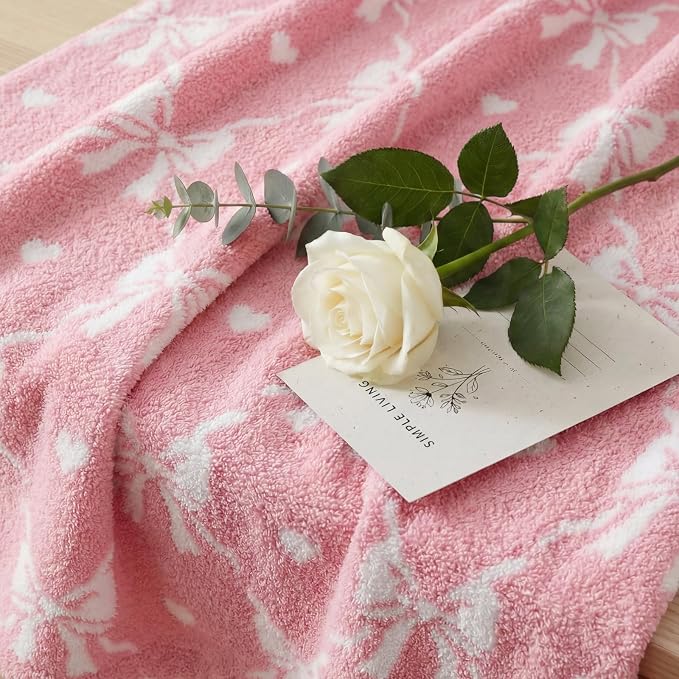 WRENSONGE Soft Throw Blanket for Couch-Cozy Reversible Knitted Blankets | Lightweight Warm Fluffy Decor for Women, Mom, Her & Girls, Sofa, Chair, Bed, 50x60in, Diamond Bowknot Pink