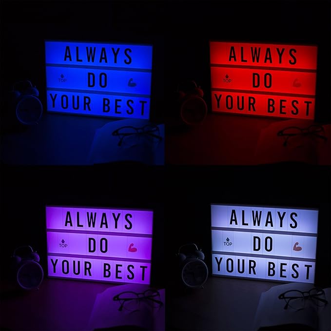 BONNYCO Cinema Light Box Color Changing with 400 Letters, Emojis, Remote Control and 2 Markers. Led Light Box 16 Colors Home, Office & Room Decor. Cinema Led Sign Letters Board, Gifts for Women Men