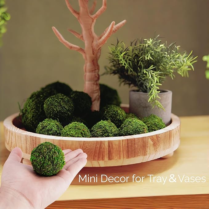 BYHER Natural Green Moss Decorative Ball,Handmade (2"-Set of 12)