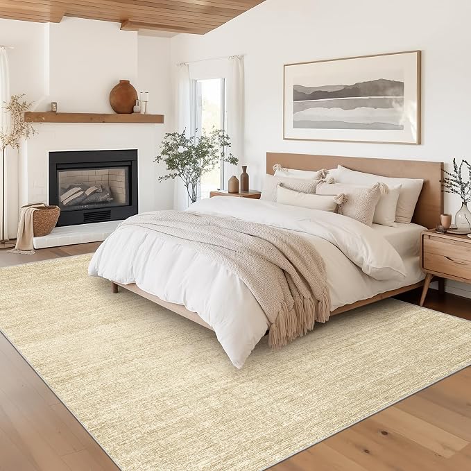 Valenrug Washable Rug 5x7 - Stain Resistant 5x7 Area Rugs for Living Room, Non Slip Backing Printed Rugs for Bedroom, Folable Machine Washable Area Rug (5'x7', Tan)