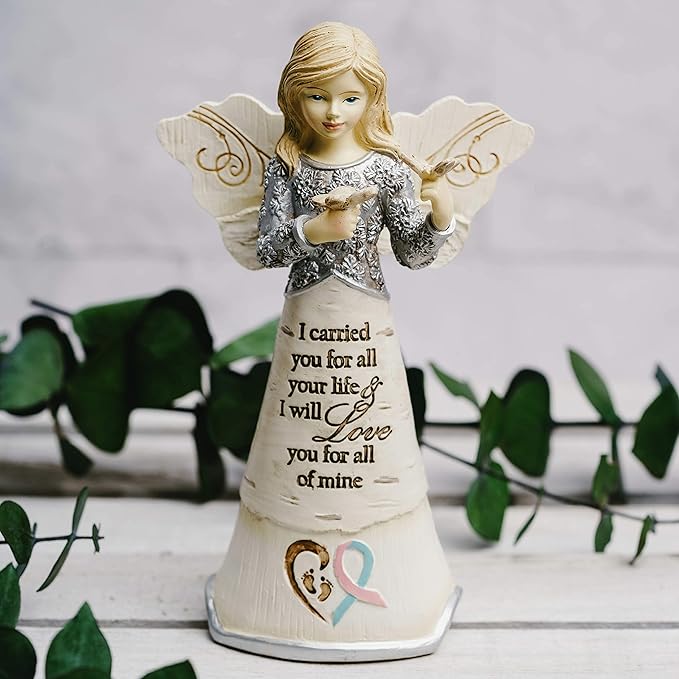 Pavilion - Angel Figurine Floral Spring Home Decor Grandma Nana Mimi Granny Gigi Present from Granddaughter Grandson Grandkids Daughter Friend Aunt Sister Gift (I Carried You)