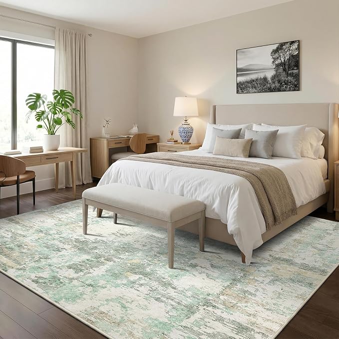 GarveeHome 6x9 Abstract Area Rug, Washable Soft Low Pile Non Slip Accent Rug for Living Room, Bedroom, Dining Room, Modern Neutral Indoor Carpet