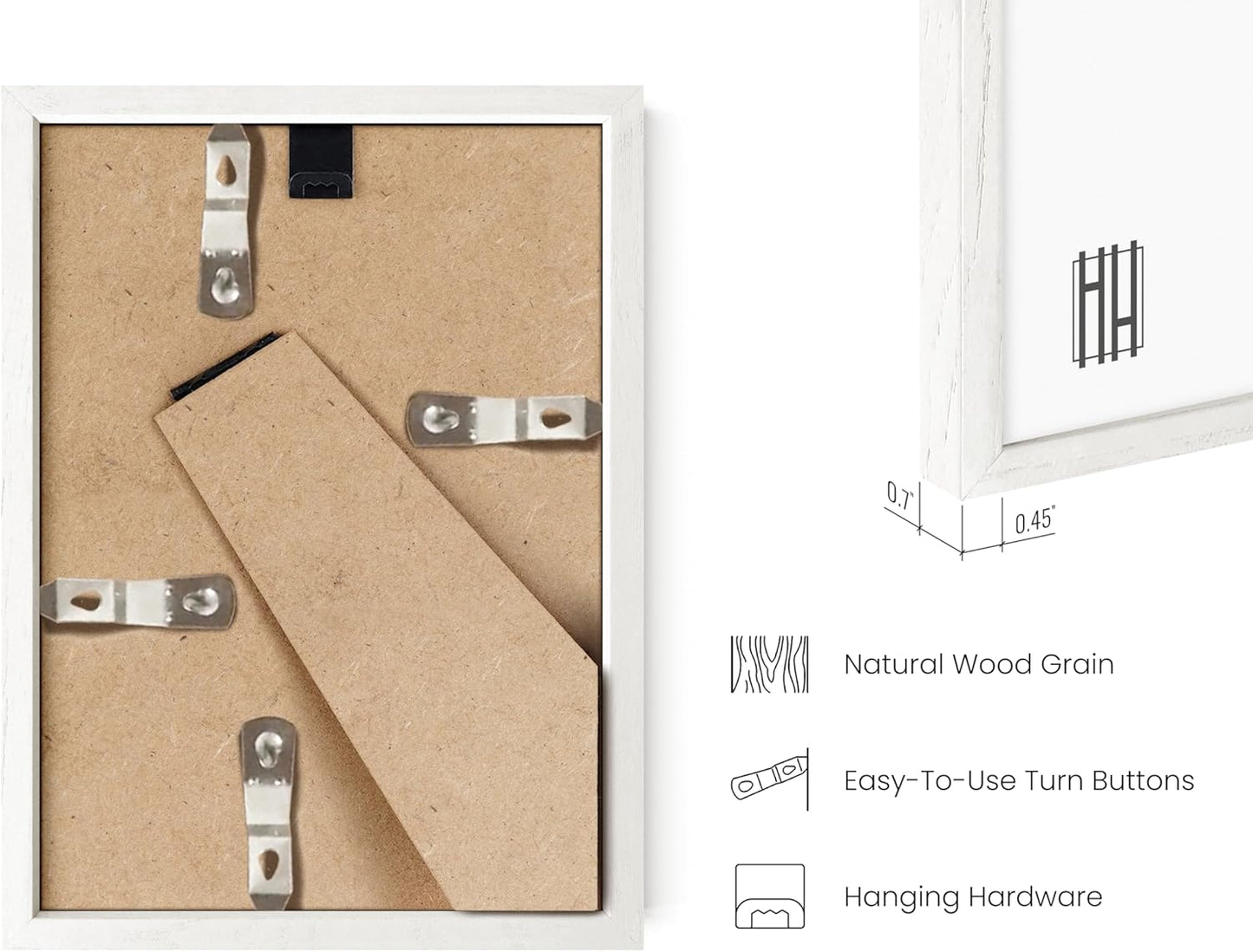 HAUS AND HUES Solid Oak 4x6 Picture Frame for Wall or Tabletop Set of 3-4x6 Picture Frame Collage, White Gallery Wall Frame Set, 4x6 Picture Frames, Photo Frames 4x6, Wooden Picture Frames 4x6