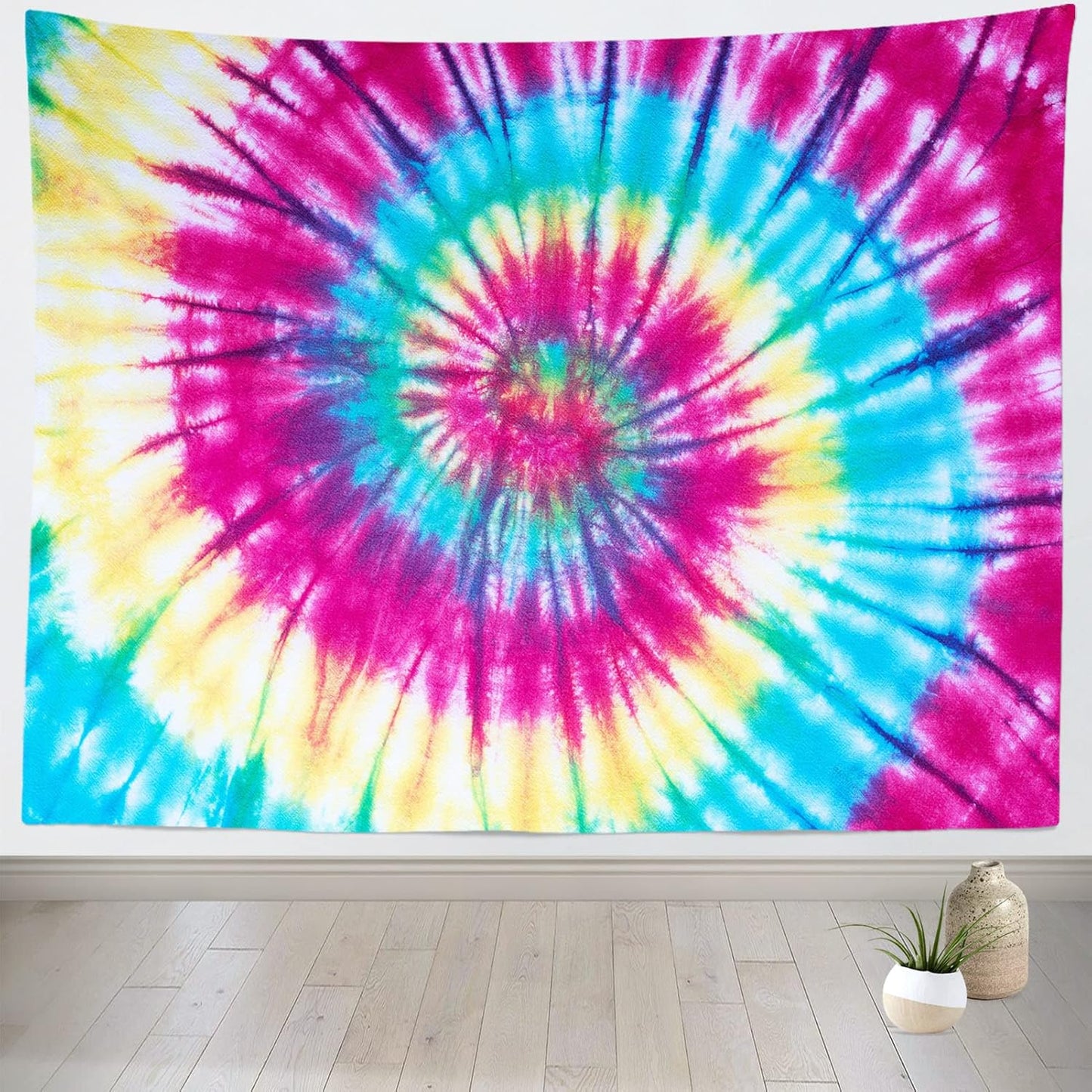 BELECO Tie Dye Tapestry Wall Hanging Fabric 106x70 Inch Colorful Spiral Tie Dye Tapestry Hippi 60s Themed Party Decorations Rainbow Tapestry Art Wall Decor for Bedroom Aesthetic Living Room Dorm
