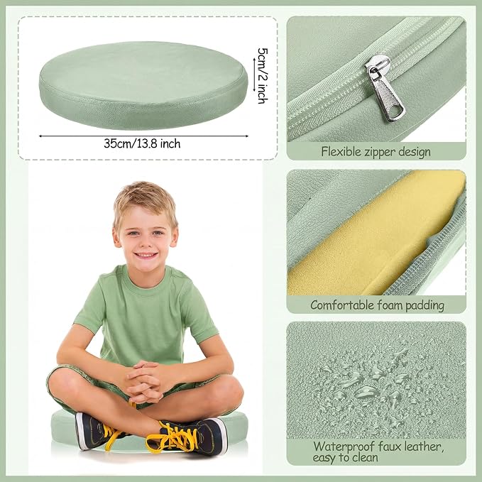 Juexica 4 Pcs Extra Thick Flexible Seating Floor Cushions Assorted Colored Pillow Floor Cushions for Classroom Soft Flexible Seating for Kids Learning Sitting Daycare School Chair (Matcha Color)