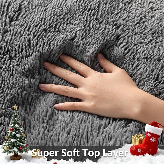 Ophanie 6x9 Area Rugs, Upgrade Non-Slip Fluffy Soft Rugs for Living Room, Large Shag Grey Fuzzy Plush Rug, Gray Shaggy Big Carpets for Bedroom, Kids Boys Girls Dorm Nursery Home Decor Aesthetic