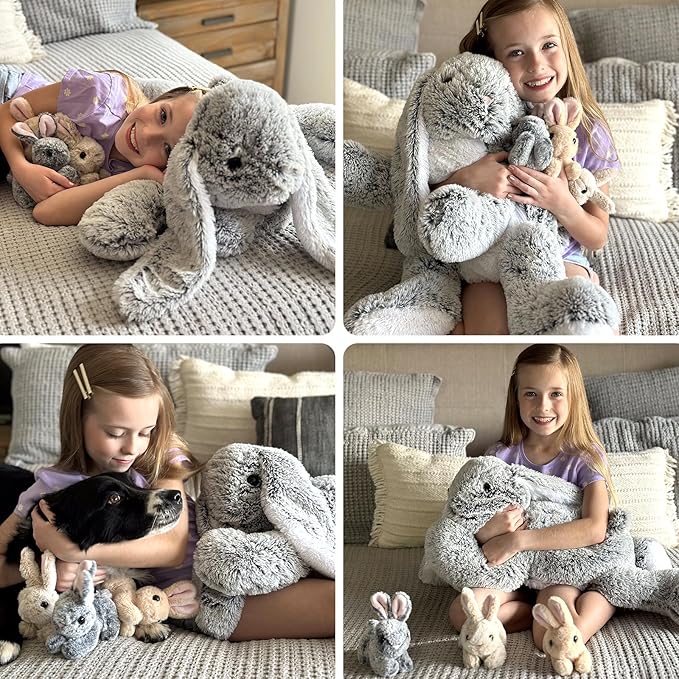 MaoGoLan 4Pcs Easter Bunny Stuffed Animals with 3 Babies Inside, 24" Soft and Cuddly Giant Rabbit Plush, Easter Stuffed Bunny Gift for Kids,Boys,Girls