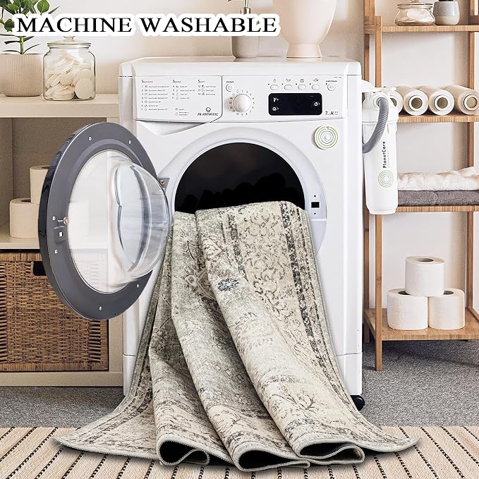 Ruaruarug Washable Area Rug 8x10 for Living Room, Bedroom, Ultra Soft Non Slip Stain & Fade Resistant, Pet & Kids Friendly, Suitable for High Traffic Areas Easy to Clean for Office Kitchen, Gray