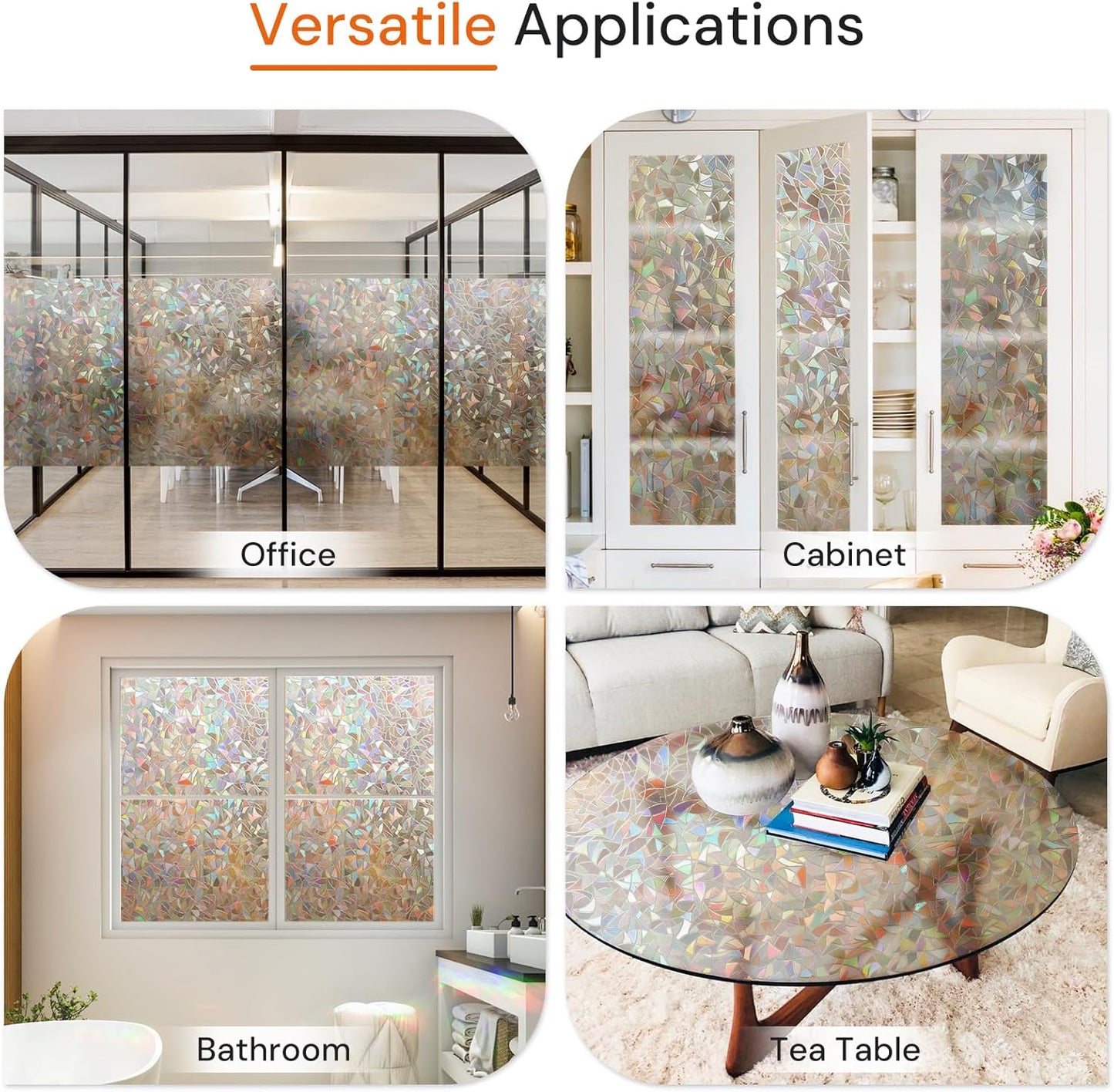 DOWELL Window Privacy Film, Rainbow Window Film, Decorative Stained Glass Clings, Static Cling Door Sticker, Non-Adhesive 3D Decals for Home UV Protection, Dark Brown, 17.5 x 78.7 inches