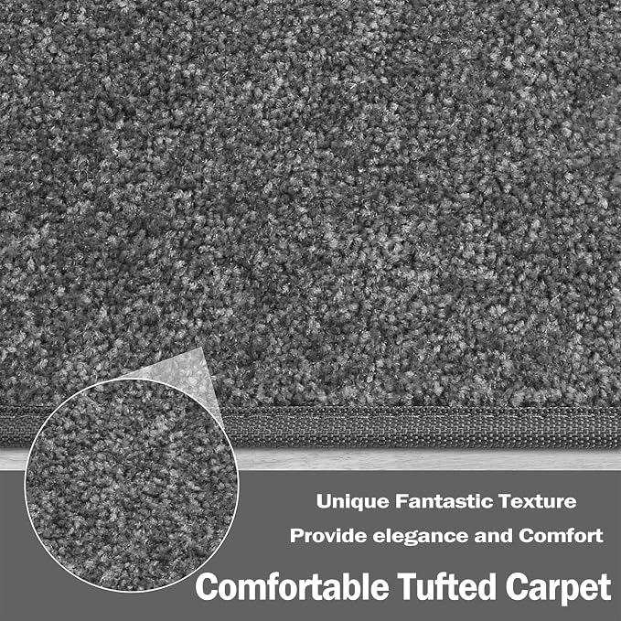 PURE ERA Carpet Stair Treads Tape Free Non Slip Indoor Stair Carpet Stair Protectors Pet-Friendly Non-Slip Skid Resistant Washable Reusable 8" x 30"(7 Pieces,Dark Gray)