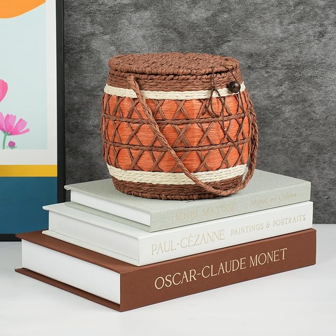 Set of 3 Decorative Books for Home Decor - Vintage Fake Books for Decoration, Mini Aesthetic Book Set for Coffee Table, Shelf & Decorative Boxes (brown)