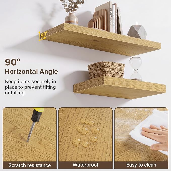 Acovy 10" Extra Deep Floating Shelves for Wall, 30" Long Wood Wall Shelves Set of 2 for Bathroom Bedroom Kitchen Living Room Laundry Room, Modern Floating Shelf for Home Decor