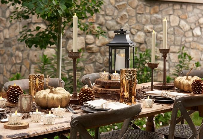 Luminara Flickering Flameless Pearl Ivory Tealights - Warm LED Light Flame Votives - Battery Operated Decor for Dining Room Table Centerpieces, Fireplace Mantel, Dinner Party, Reception - Set of 4
