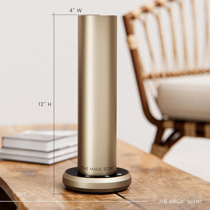 The Magic Scent Bluetooth Diffuser - Smart Ultra-Quiet Cold-Air Waterless Scent Diffuser for Home, Hotel, & Office - Programmable Intensity & Timer - Premium Aroma Oil Included (Gold)
