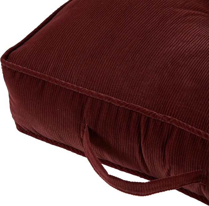 Greendale Home Fashions Omaha Corduroy 21" Square Floor Pillow with Carry Handle, Sangria