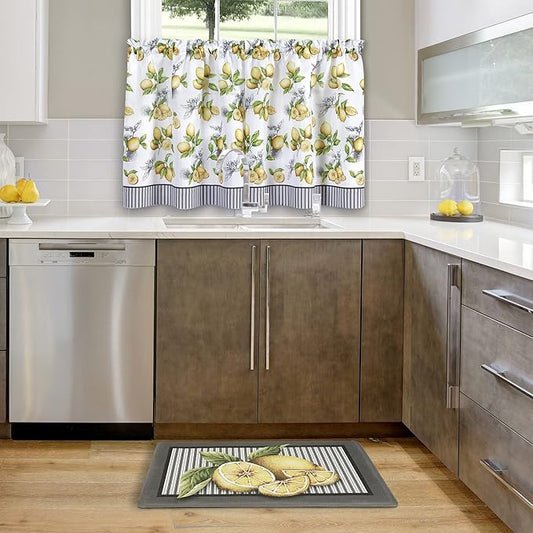 Anti-Fatigue Floor Comfort Mat - 18 x 30 Inch (Lemon Drop) - Waterproof Non-Slip Rug - Easy to Clean Cushioned Mat for Kitchen, Bathroom, Standing Desk & Office - Achim Home Decor