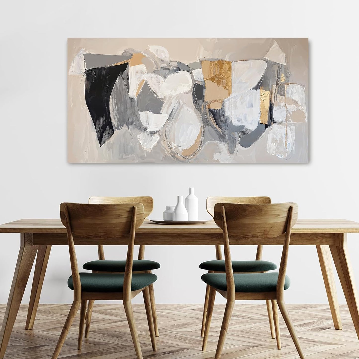 Abstract Canvas Wall Art Decor Black Large Wall Art Decor for Living Room Gray Gold Modern Abstract Graffiti Art Wall Canvas Art Poster Print Wall Pictures for Bedroom Office Decor 24" X 48"