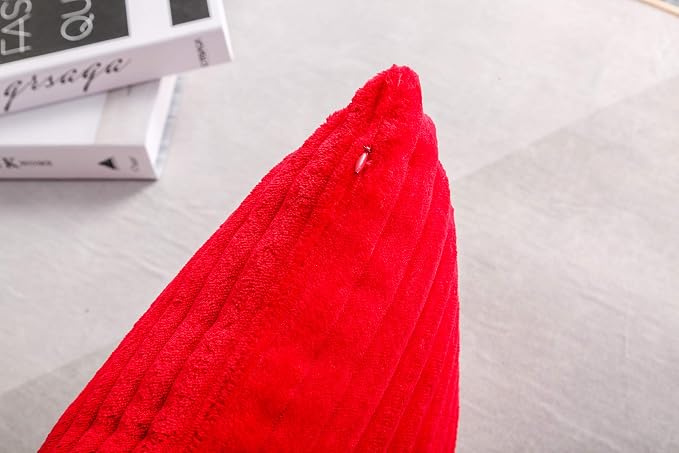 TangDepot Velvet Big Corduroy Pillow Covers 26x26 Red 2-Pack | Soft wide-stripe corduroy pillow cover, hidden zipper, machine washable, easy refresh, for bedroom living room indoor outdoor