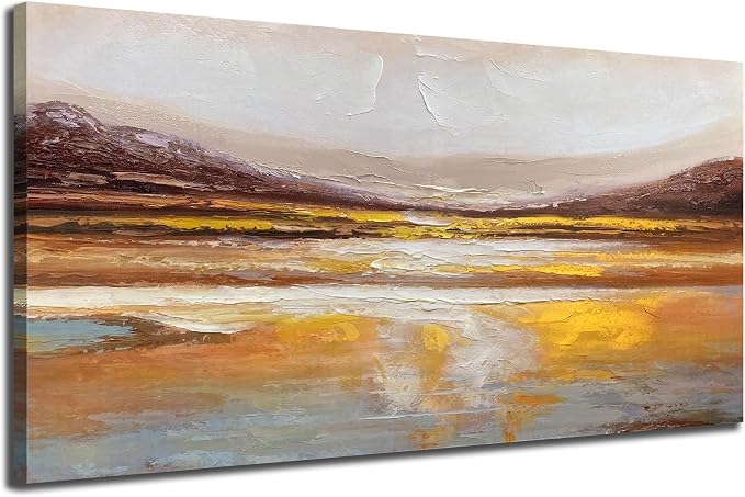 Ardemy Abstract Wall Art Canvas Texture Strokes Extra Large 58"x29"- Aesthetics Painting for Home Office Warm Earth Tone Soft Artwork Framed Picture Bedroom Living Room Kitchen Dining Room Wall Decor