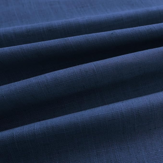 Navy Blue Curtains 90 Inches Long for Living Room 2 Panel Set Back Tab Pinch Pleated Linen Drape Light Reducing Semi Sheer Dark Blue Indigo Curtain for Bedroom Home Office Nautical Decor 40x90 Length