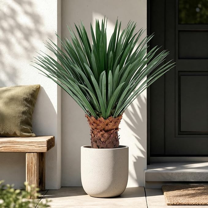 Artificial Agave Plant Black Pot 37 Inch Tall Faux Agave with Removable White Coating Realistic Fake Floor Plant Indoor Outdoor Front Porch Patio Doorstep Home Office Hotel Desert Style Decor