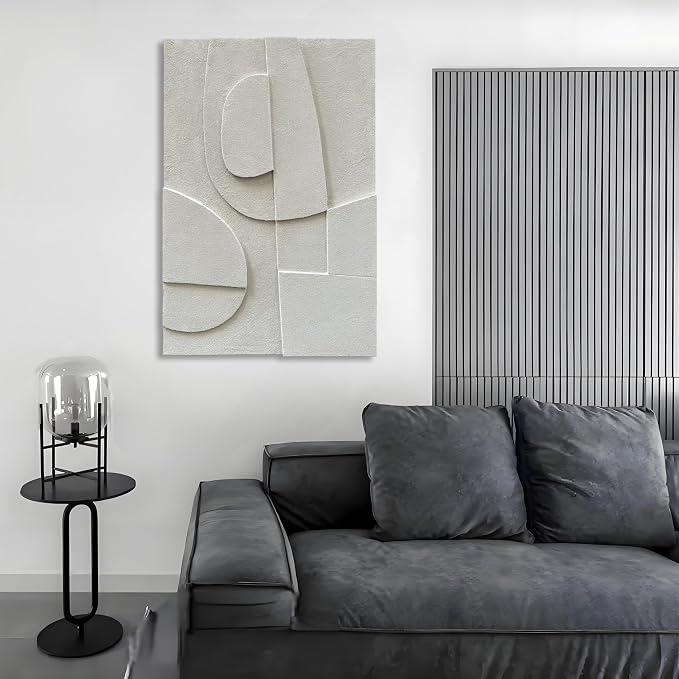 Hand-Painted 36x24 inch White Abstract Wall Decoration Oil Painting Minimalist Art Home Wall Decoration Painting
