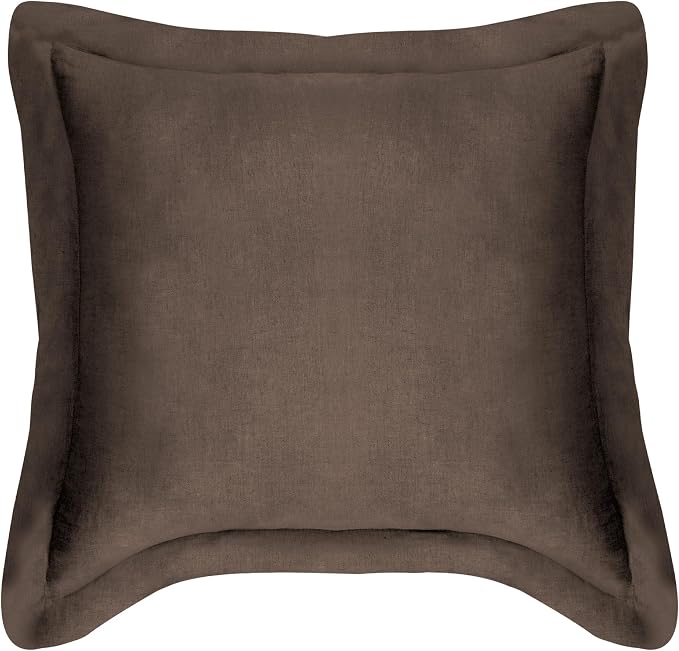 Levtex Home - 100% French Flax Linen - Euro Sham - French Flax Washed Linen - Cocoa - Sham Size (26 x 26in.)