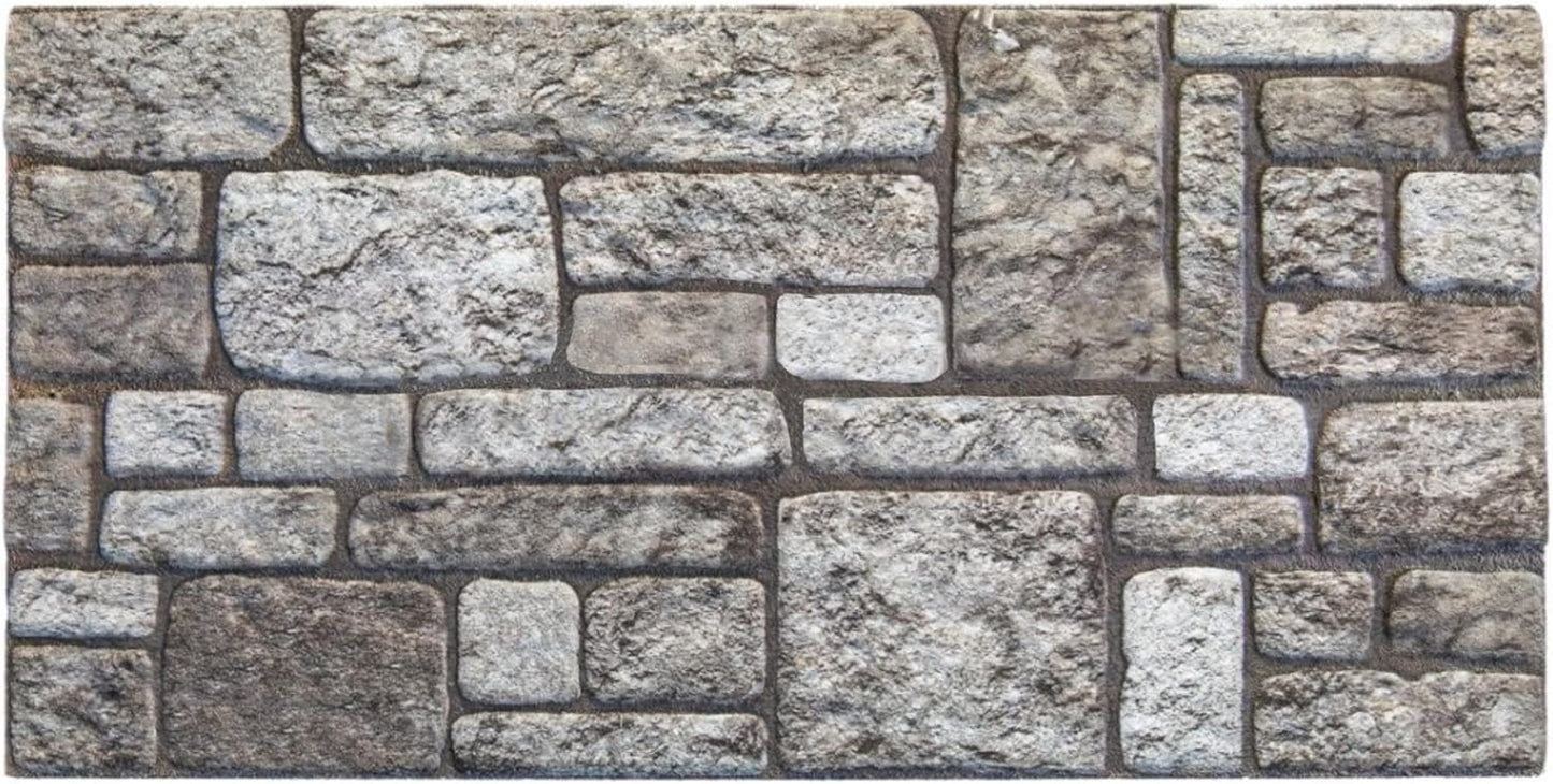 Dundee Deco 3D Wall Panels Faux Brick - Cladding, Grey Stone Look Wall Paneling, Styrofoam Facing for Living Room, Kitchen, Bathroom, Balcony, Bedroom, Set of 10, Covers 53 sq ft