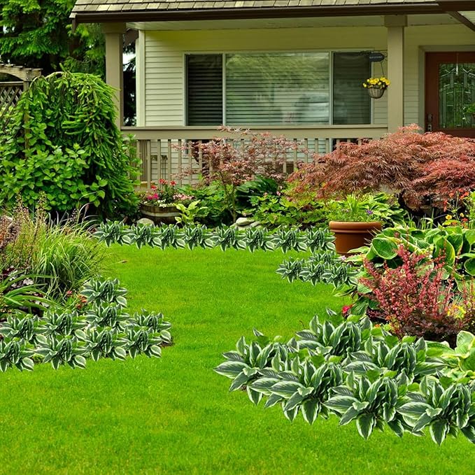 3PCS Artificial Tropical Green Plants – 15.75" Fake Hostas Outdoor Artificial Plants, UV Resistant, Faux Green Leaf Stems for Porch, Patio, Balcony, Garden Planter or Indoor Décor