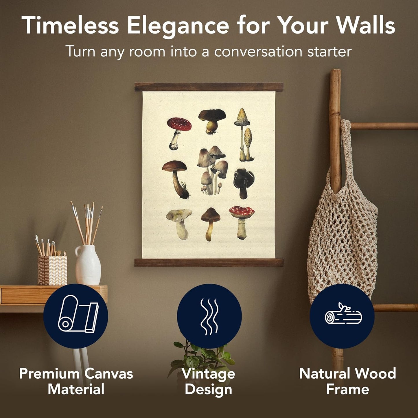 American Art Decor Hanging Linen Mushroom Tapestry Vintage Wall Art Hanging