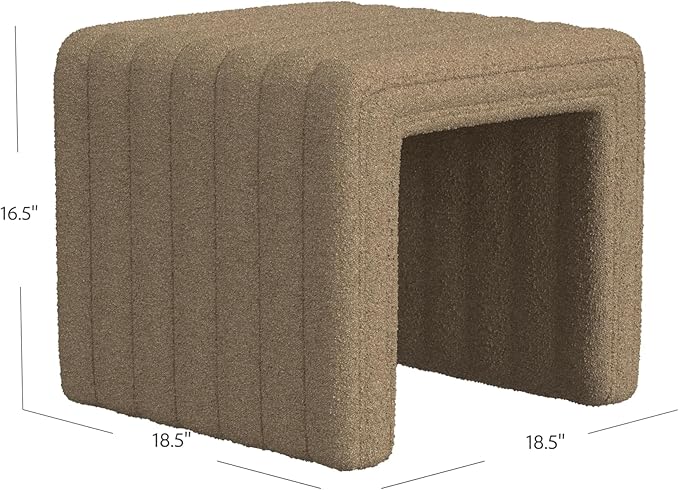 HomePop Modern Channel Tufted Ottoman|Homepop Home Décor|Ottoman for Living Room & Bedroom - Brown Boucle
