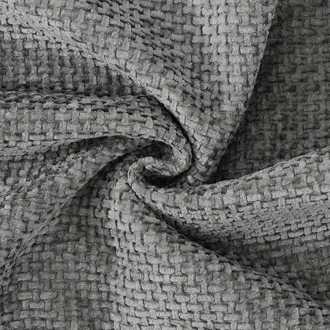 MADIZZ Decorative Chenille Velvet Throw Pillow Covers Set of 2 Soft Boho Textured Neutral Couch Throw Pillow for Bed Modern Farmhouse Home Decor for Sofa Livingroom Dark Grey 24x24 Inch Euro Sham