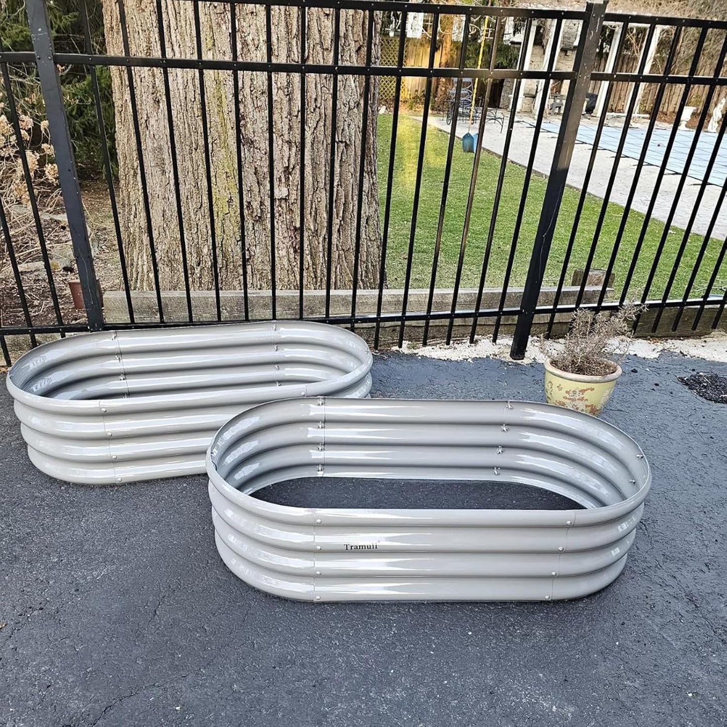 2 Pack 4x2x1FT Galvanized Raised Garden Bed Kit Oval Metal Ground Planter Box Outdoor Bottomless Planter Raised Beds for Vegetables Flowers Herbs Fruits, Green