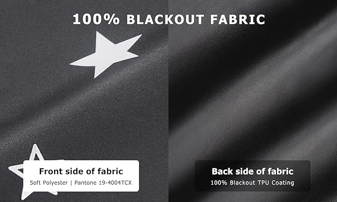 LazBlinds 100% Blackout Door Curtain, No Tools No Drill Cordless Blinds for Windows, Thermal Insulated UV Protection Privacy Window Curtains for French Door Front Door(26''W x 68''H, Stars, 1 Panel)
