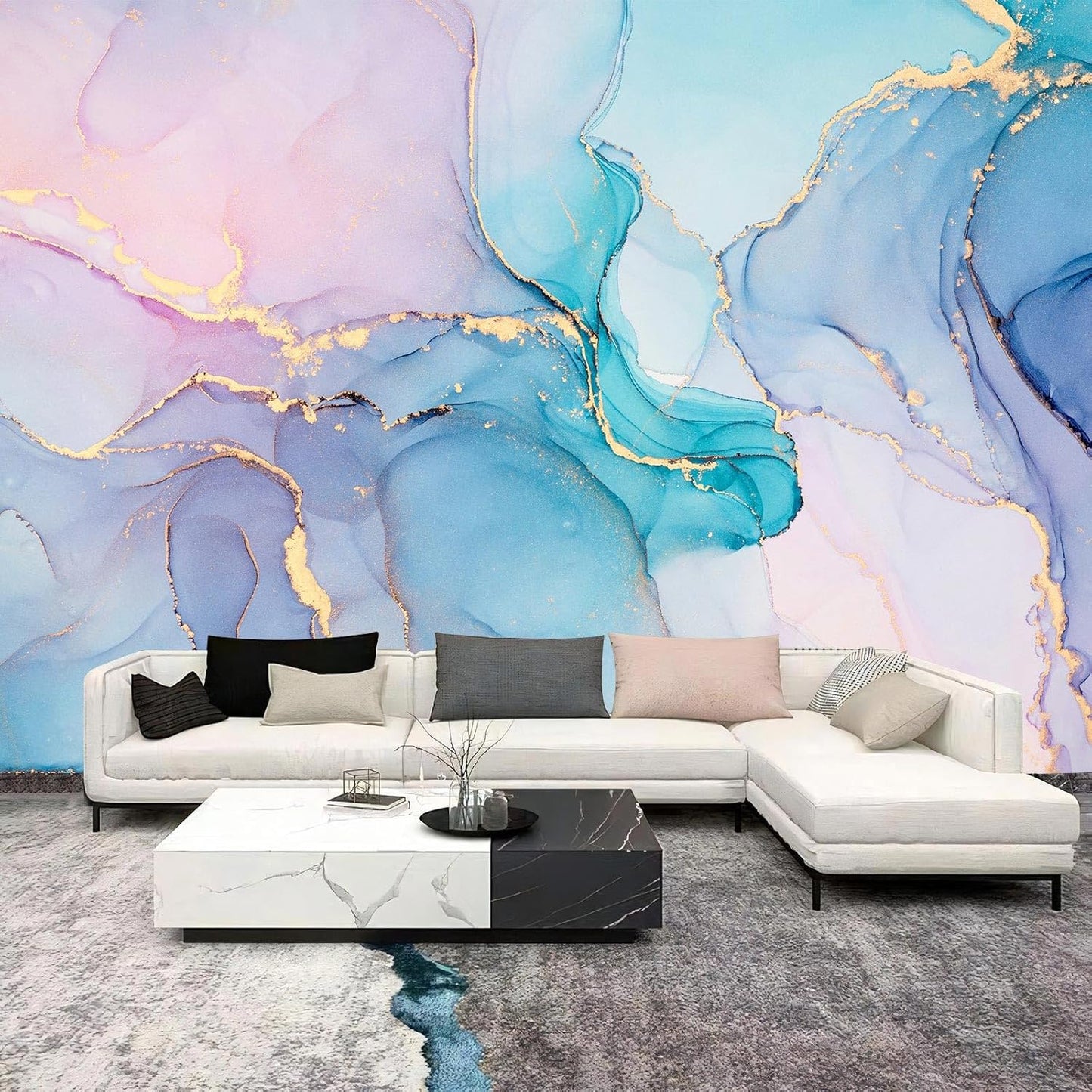 WFBHUA-Marble Wallpaper Mural Abstract Gold Art Background Wall Large Mural for Living Room Bedroom(Not Peel and Stick)