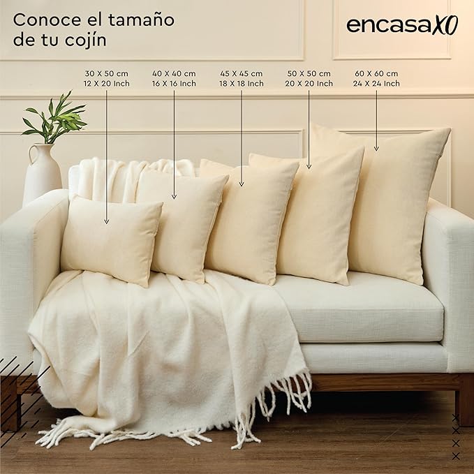 Encasa XO Throw Pillow Covers 24x24 in Set of 2 Mango | No Inserts | Cotton Pillow Covers for Living Room, Bed, Sofa, Couch | Decorative Cushion Covers with Improved Zipper