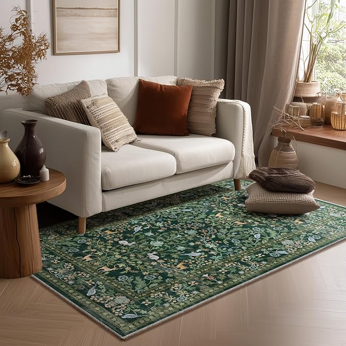 4x6 Washable Area Rugs for Entryway: Small Living Room Rug Stain Resistant Non Slip Low Pile Soft Faux Wool Throw Rugs for Bedroom Kitchen Bathroom Laundry Room Office Dorm Front Door Entry Indoor