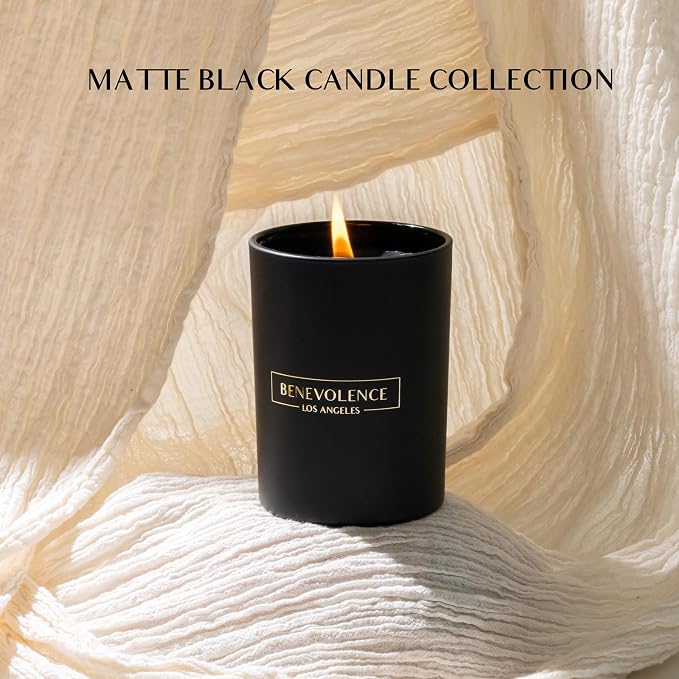 Benevolence LA Premium Black Berries Scented Candle – Long-Lasting, 45-Hour Burn – Luxury Black Wax Soy Candle for Home – Aromatherapy & Room Decor – 10oz