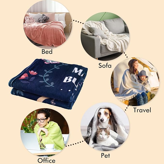 Bestie Gifts for Women Throw Blanket, Friendship Quote Floral Design Soft Cozy Fuzzy Flannel Blanket, Gift for Best Friend Girls Birthday Christmas (50" x 60")