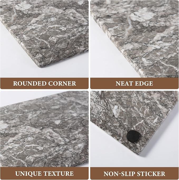 Koville Natural Marble Cutting Board for Kitchen Pastry Bread, 12" x 8" Real Stone Slab Marble Cheese Board for Counter, Decorative Boards Serving Boards for Home Kitchen(Morocco-Zagora Gray)
