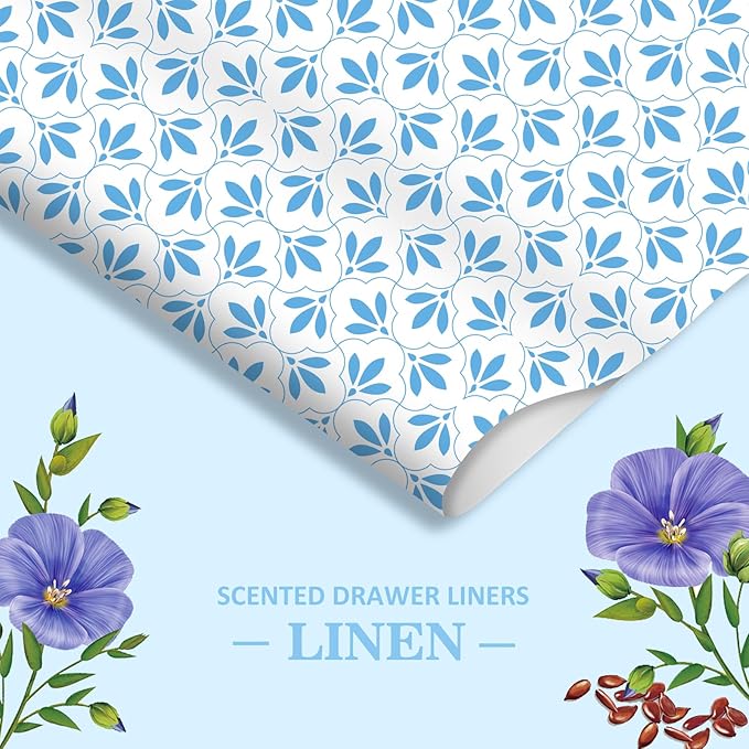 SCENTORINI 15 Sheets Drawer Liners for Dresser, Linen Scented Drawer Liners, Drawer Paper Liner 14.3x19.5 Inch, for Fragrant Drawer Liners for Home Shelf Closet